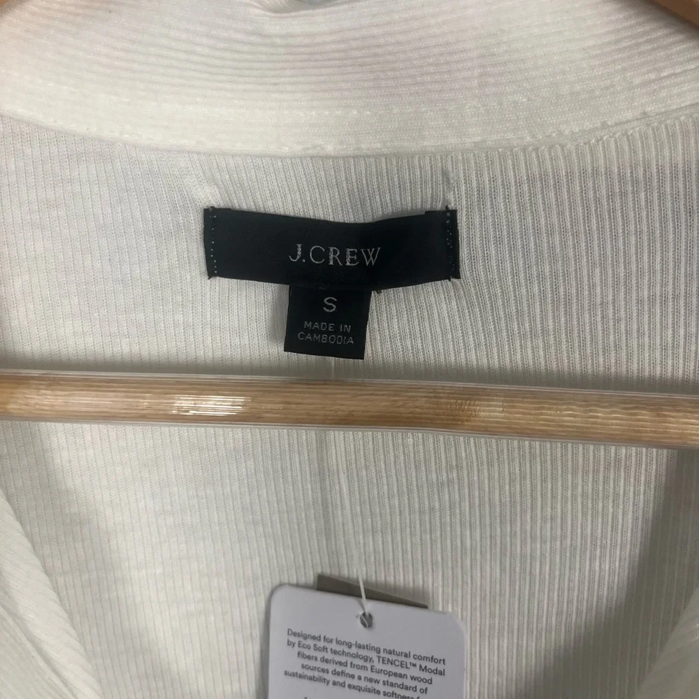 J crew white Ribbed polo long sleeve T-shirt size small new